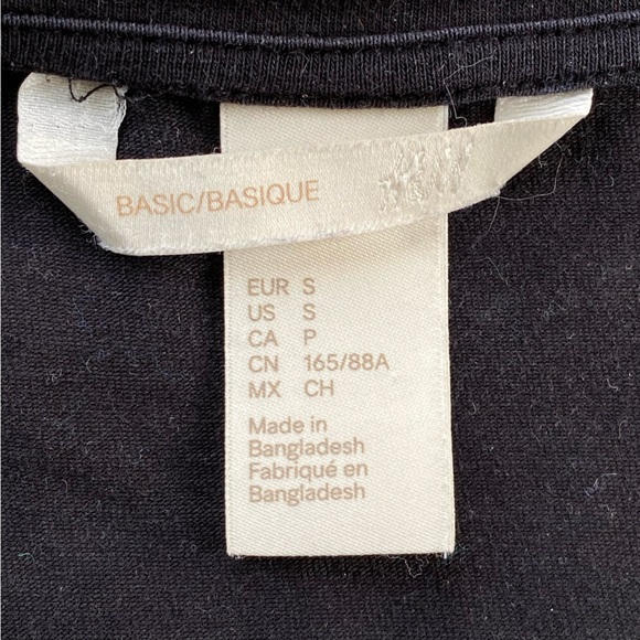 Long sleeve black cotton jersey top with scoop neck H&M basics - Picture 2 of 2